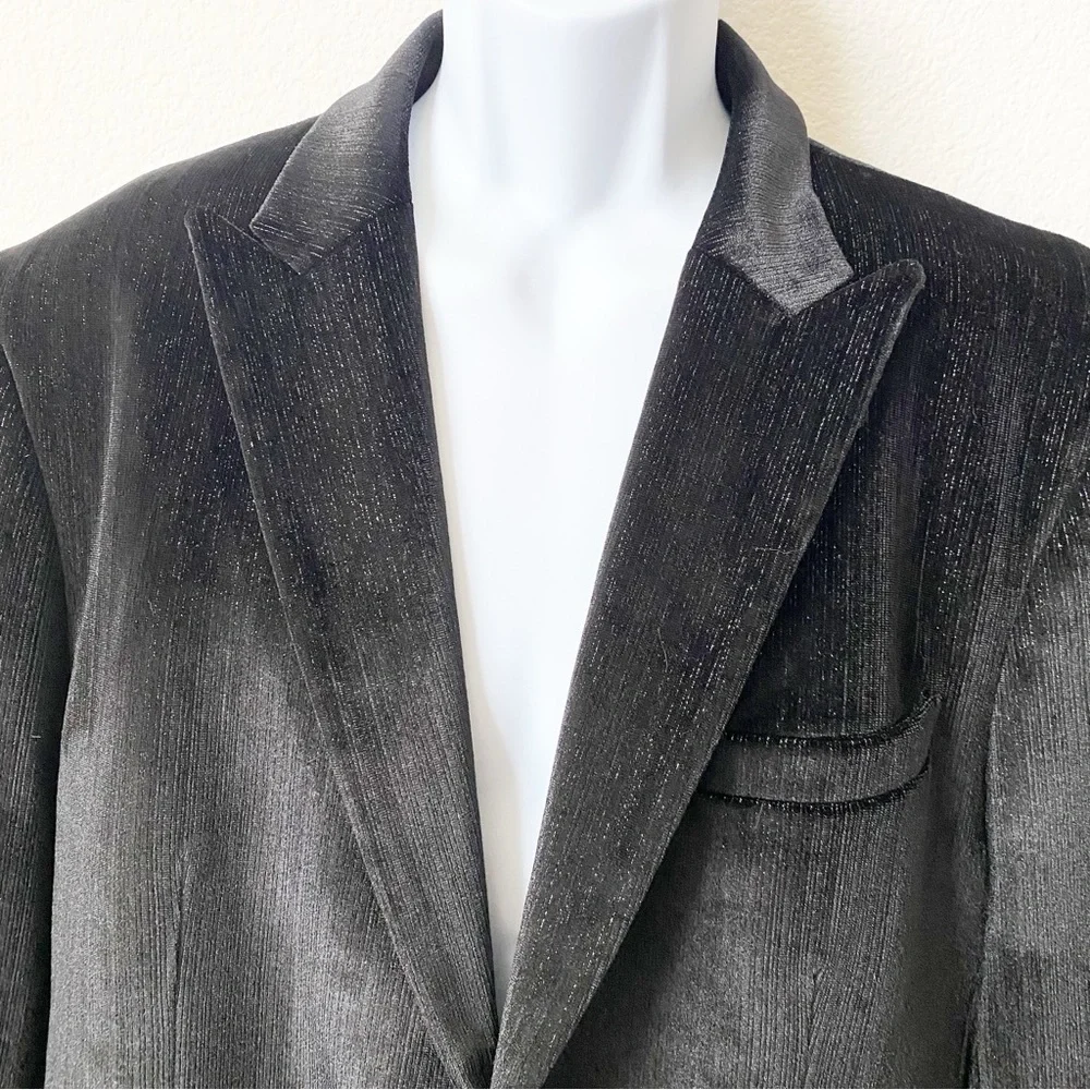 Mage Male, One Button Blazer, Subtle Glittery Finish with Collar Quiet Luxury